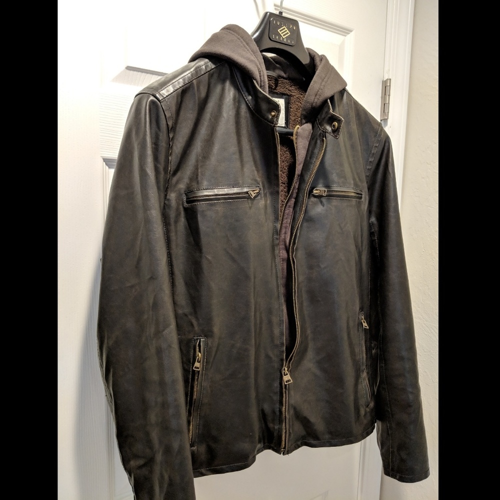 Levi's Faux Leather Sherpa-Lined Hooded Jacket